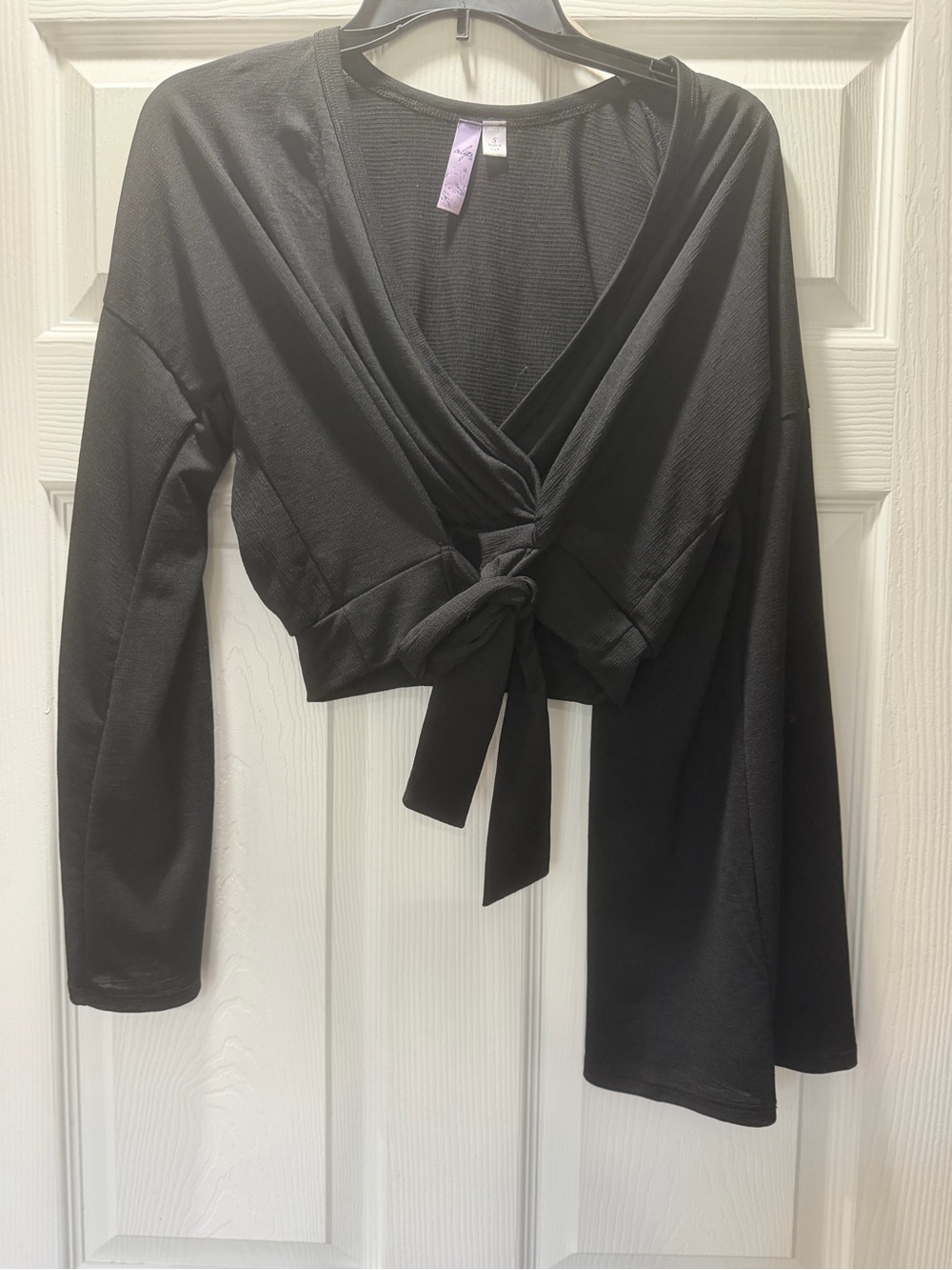 Alya Black Tie-Front Crop Top